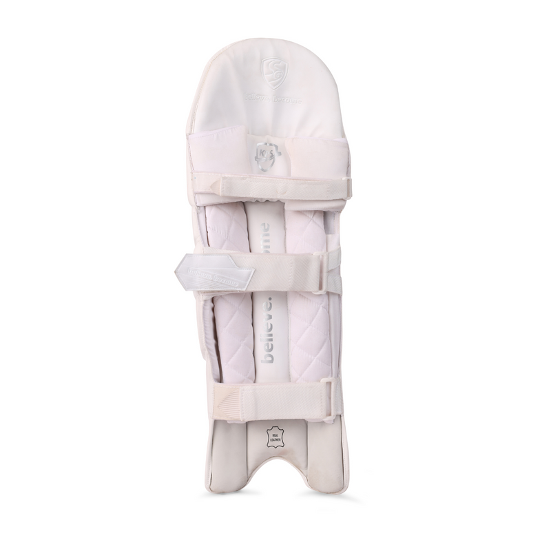 Load image into Gallery viewer, SG Hilite White Cricket Batting Pads 3 straps