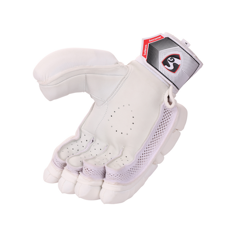 Load image into Gallery viewer, SG Test White Cricket Batting Gloves Front View