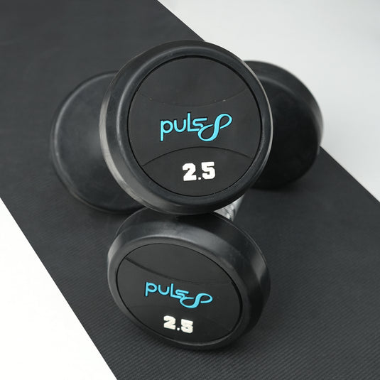 Puls8 Round Rubber Coated Dumbbell (SINGLE DUBMELL)