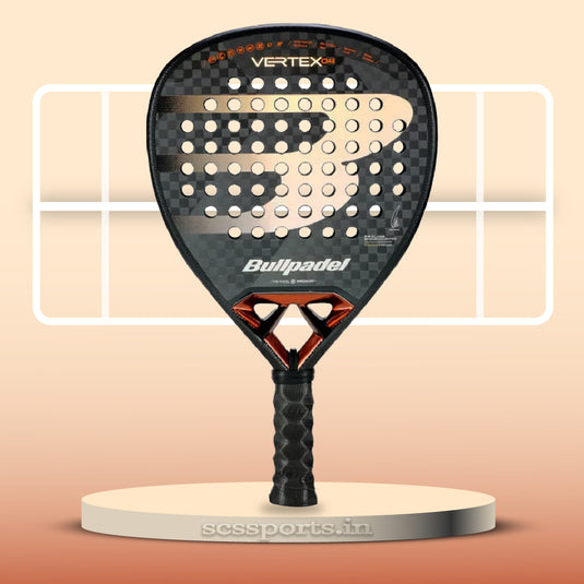 Bullpadel Vertex 04 25 Padel Racket with Padel Court Background
