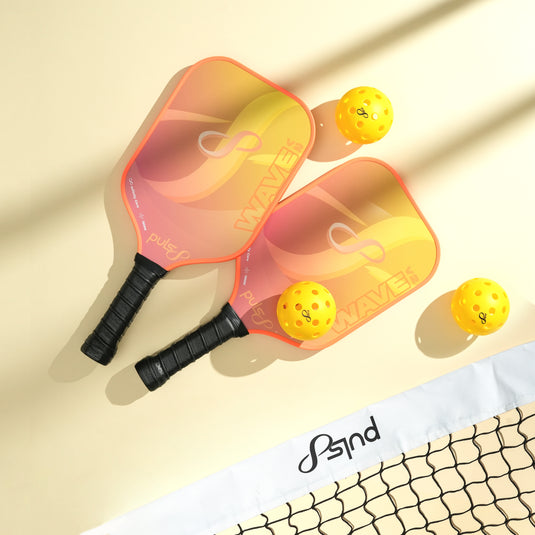 Puls8 Wave V2 Volcano Flame Pickleball Paddle Set (2 Paddles + 3 Balls + Net)