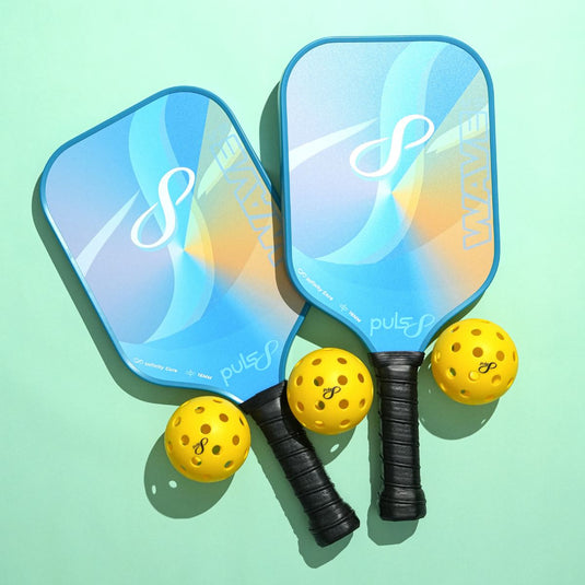 Puls8 Wave V2 Beach Sunset Pickleball Paddle Set (2 Paddles + 3 Balls)