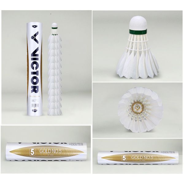 Load image into Gallery viewer, Victor Gold No 5 Badminton Feather Shuttlecock
