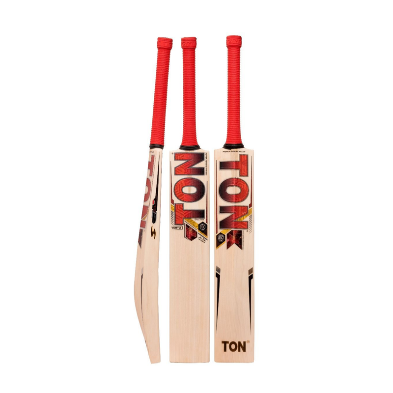 Load image into Gallery viewer, SS Ton Vertu English Willow Cricket Bat Front View Bat With White Background