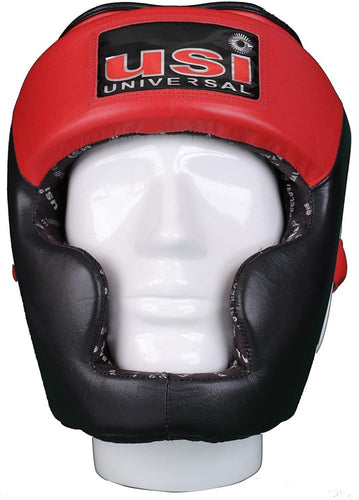 Universal Boxing Full Face Head Guard (Black/Red)