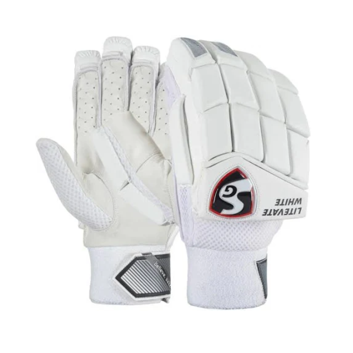 SG Litevate White Cricket Batting Gloves
