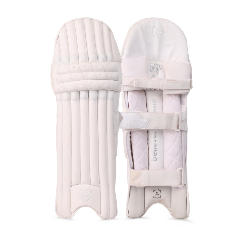 Load image into Gallery viewer, SG Hilite White Cricket Batting Pads front Back View
