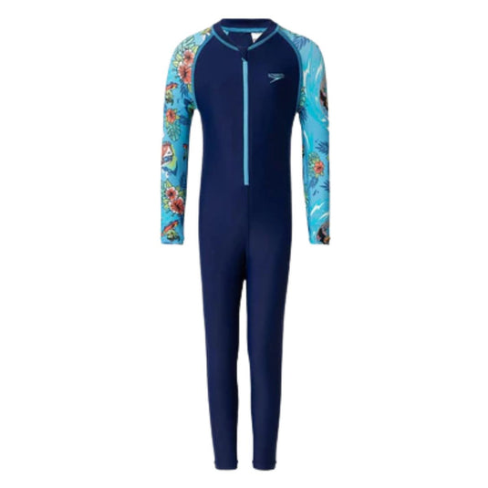 Speedo Colorblock Printed All In One Suit Swimming Costume