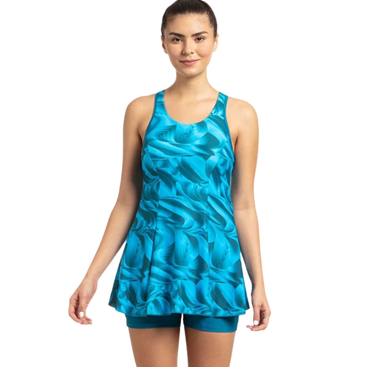 Speedo Allover Printed Swimdress With Boyleg Female Swimming Costume