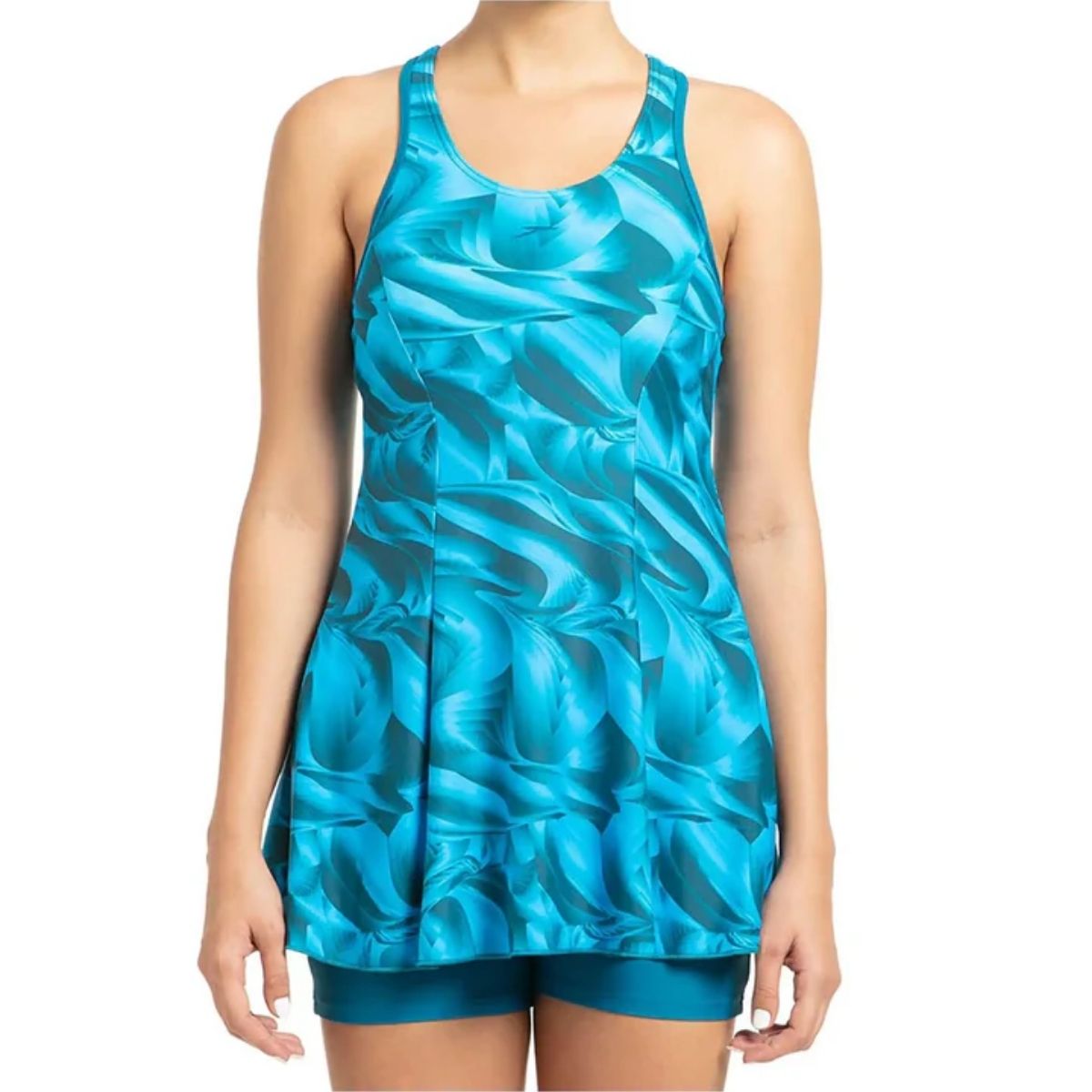 Speedo Allover Printed Swimdress With Boyleg Female Swimming Costume