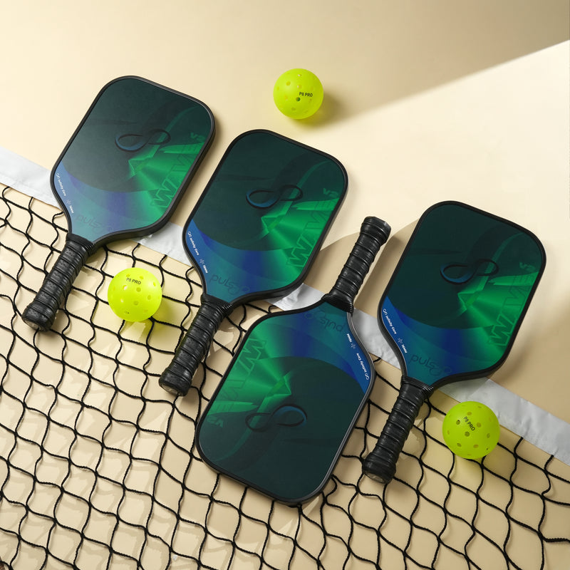 Load image into Gallery viewer, Puls8 Wave V2 Complete Pickleball Paddle Set (Four Paddles + Balls + Net)

