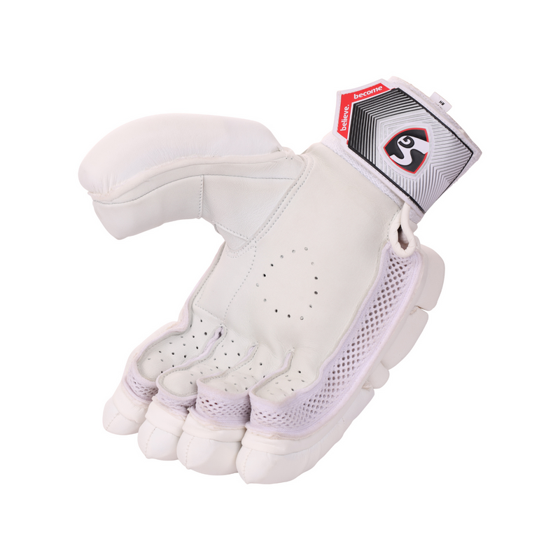 Load image into Gallery viewer, SG Test White Cricket Batting Gloves Front View
