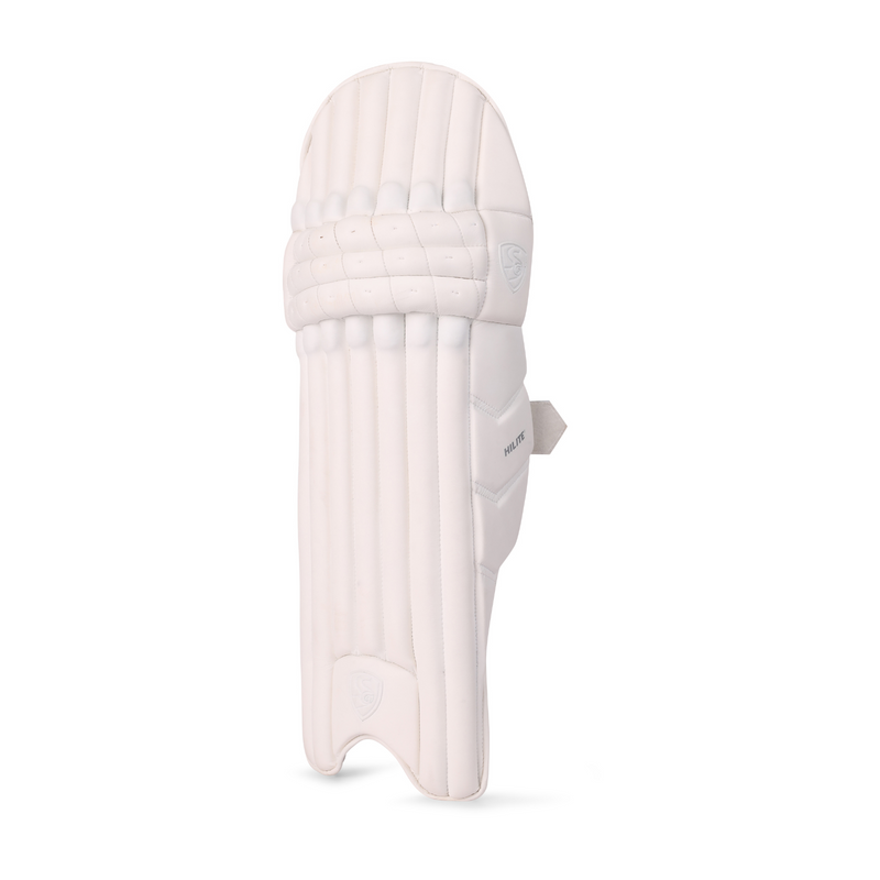 Load image into Gallery viewer, SG Hilite White Cricket Batting Pads vertical side view
