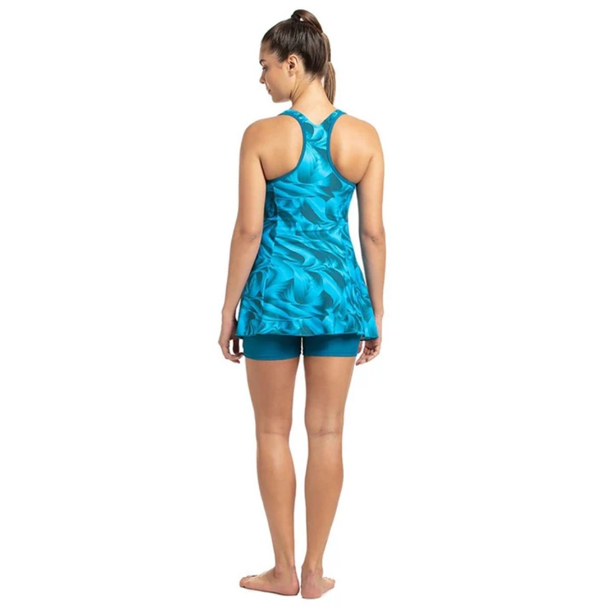 Speedo Allover Printed Swimdress With Boyleg Female Swimming Costume