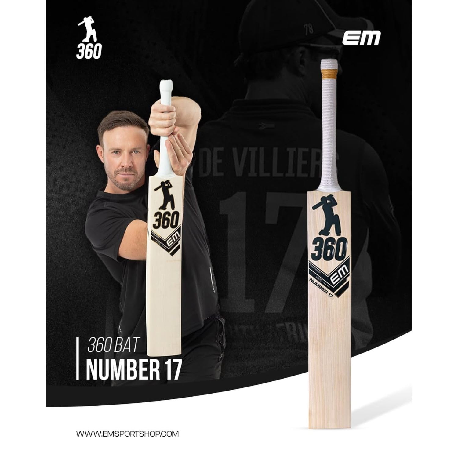 EM 360 Number 17 Kashmir Willow Cricket Bat