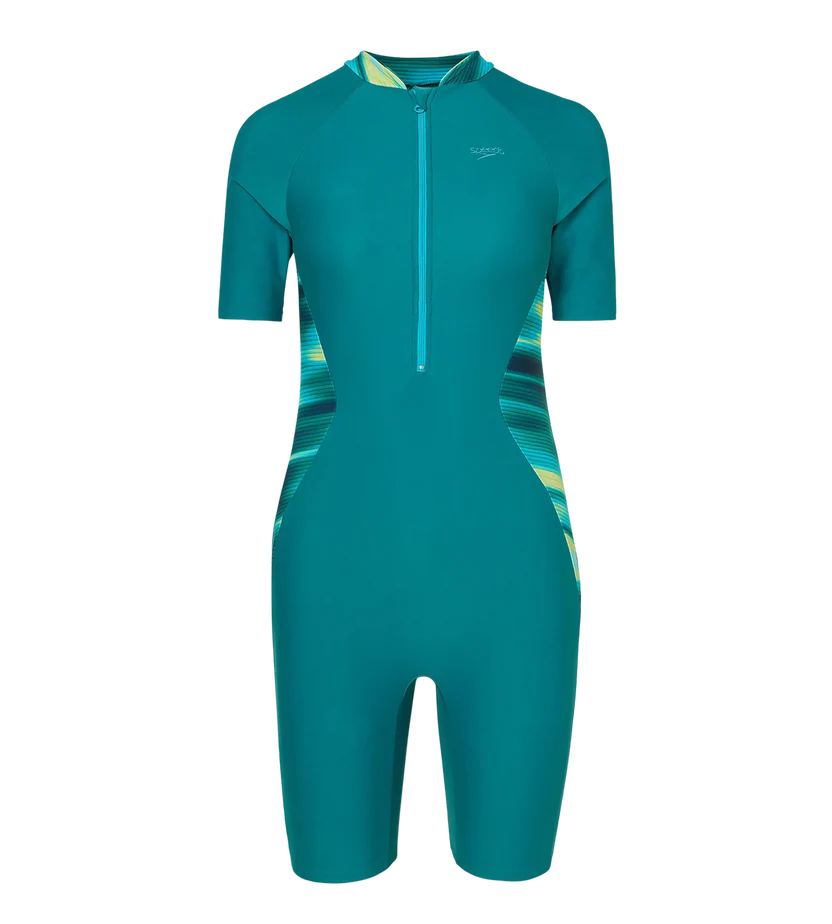 Speedo End Essential Splice Print Closedback Kneesuit Female Swimming Costume