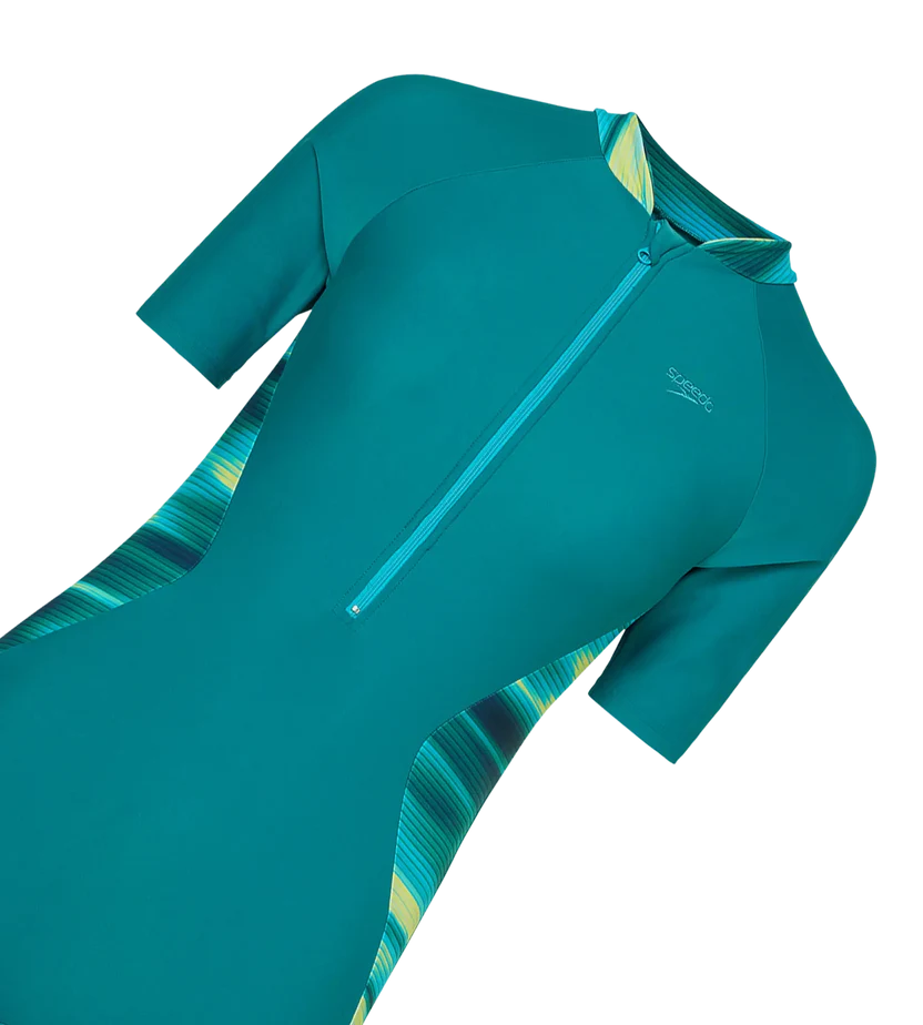 Speedo End Essential Splice Print Closedback Kneesuit Female Swimming Costume