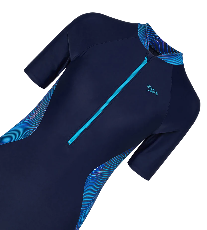 Speedo End Essential Splice Print Closedback Kneesuit Female Swimming Costume