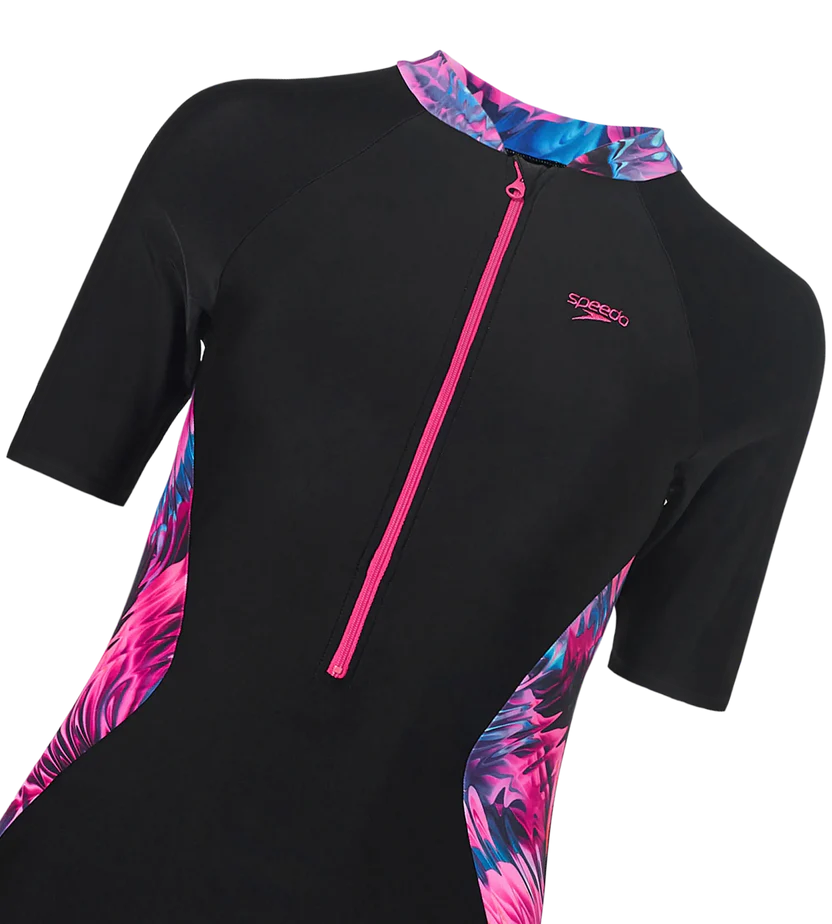 Speedo End Essential Splice Print Closedback Kneesuit Female Swimming Costume