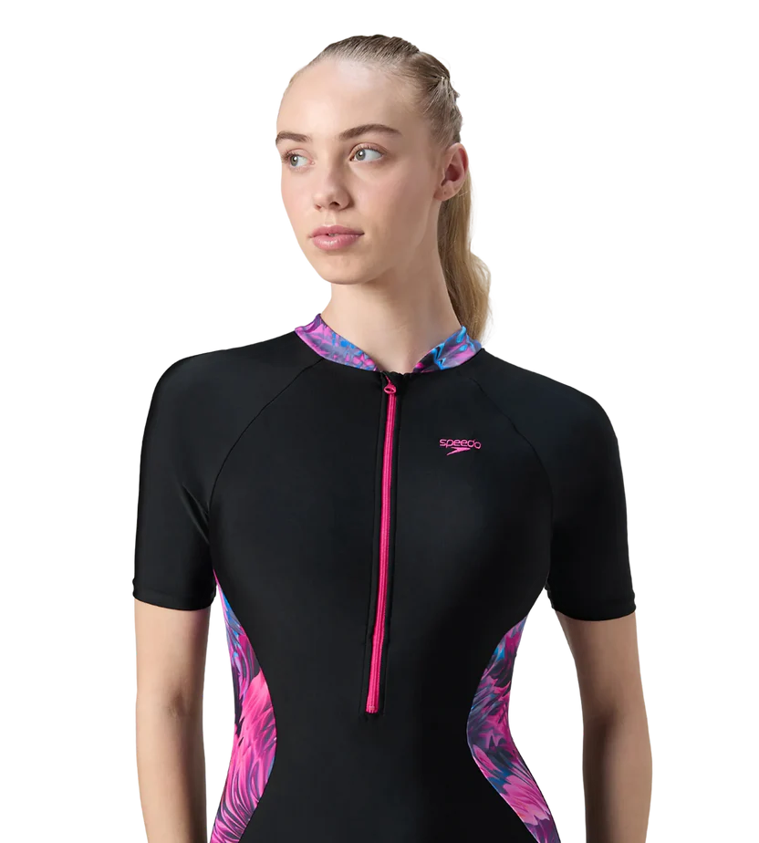 Speedo End Essential Splice Print Closedback Kneesuit Female Swimming Costume