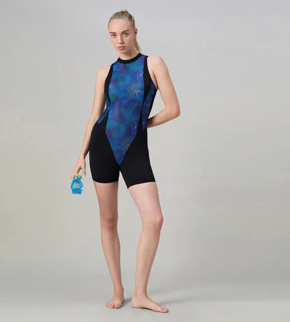 Speedo Printed Higneck Legsuit Female Swimwear