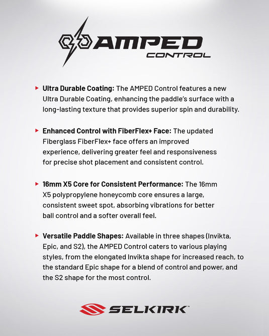 Selkirk Amped Control-S2 Pickleball Paddle text