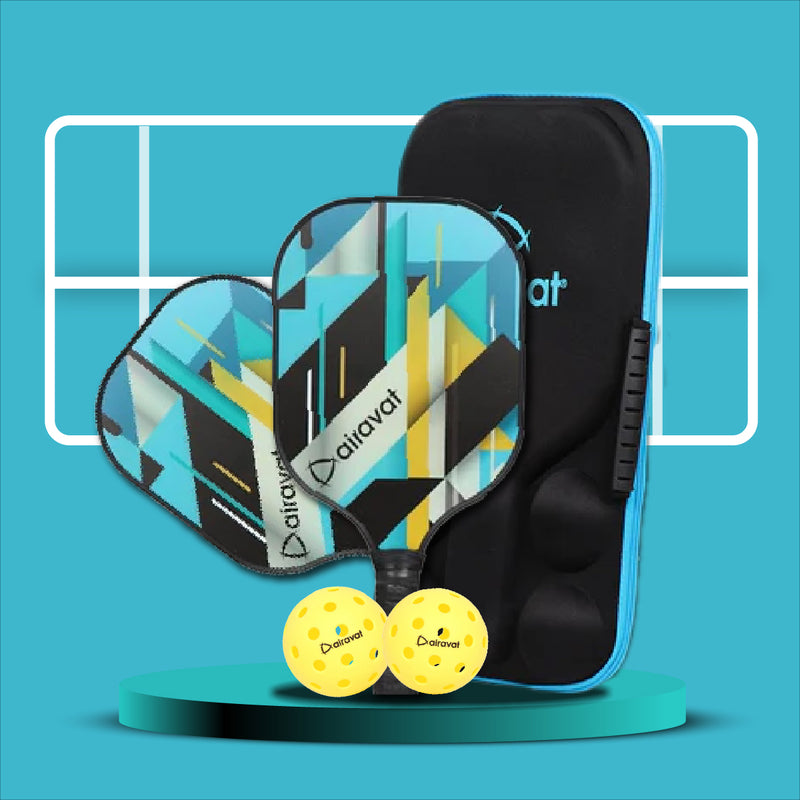 Load image into Gallery viewer, Airavat Bang PickleBall Paddle Set ( 2 Paddles + 2 Balls + 1 Bag /Assorted Colour) front
