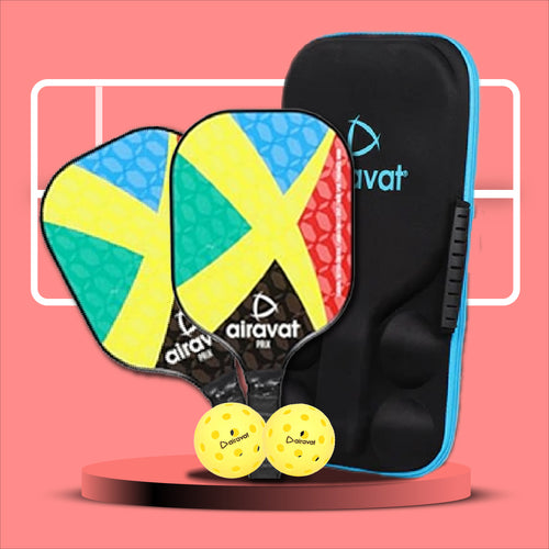 Airavat Prix Pickleball Paddle Set (2 Paddles + 2 Balls + 1 Bag/Assorted Colour)