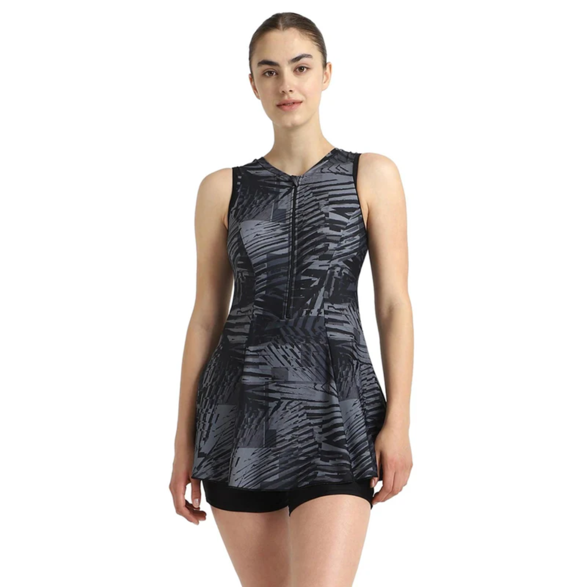 Speedo Allover Printed Closedback Swimdress With Boyleg Female Swimming Costume