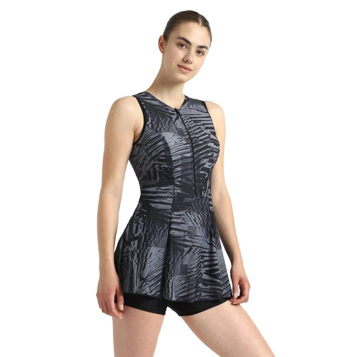 Speedo Allover Printed Closedback Swimdress With Boyleg Female Swimming Costume