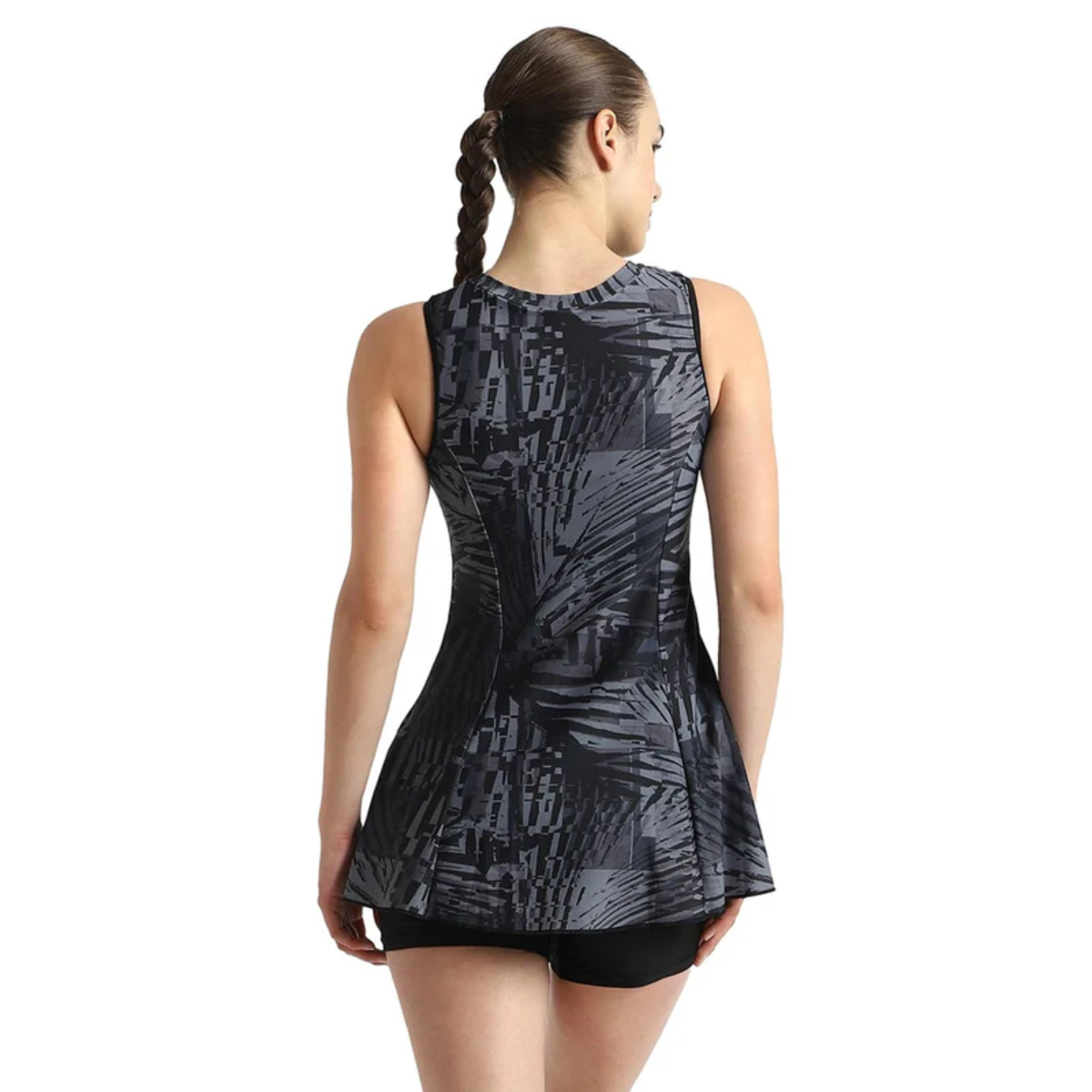 Speedo Allover Printed Closedback Swimdress With Boyleg Female Swimming Costume
