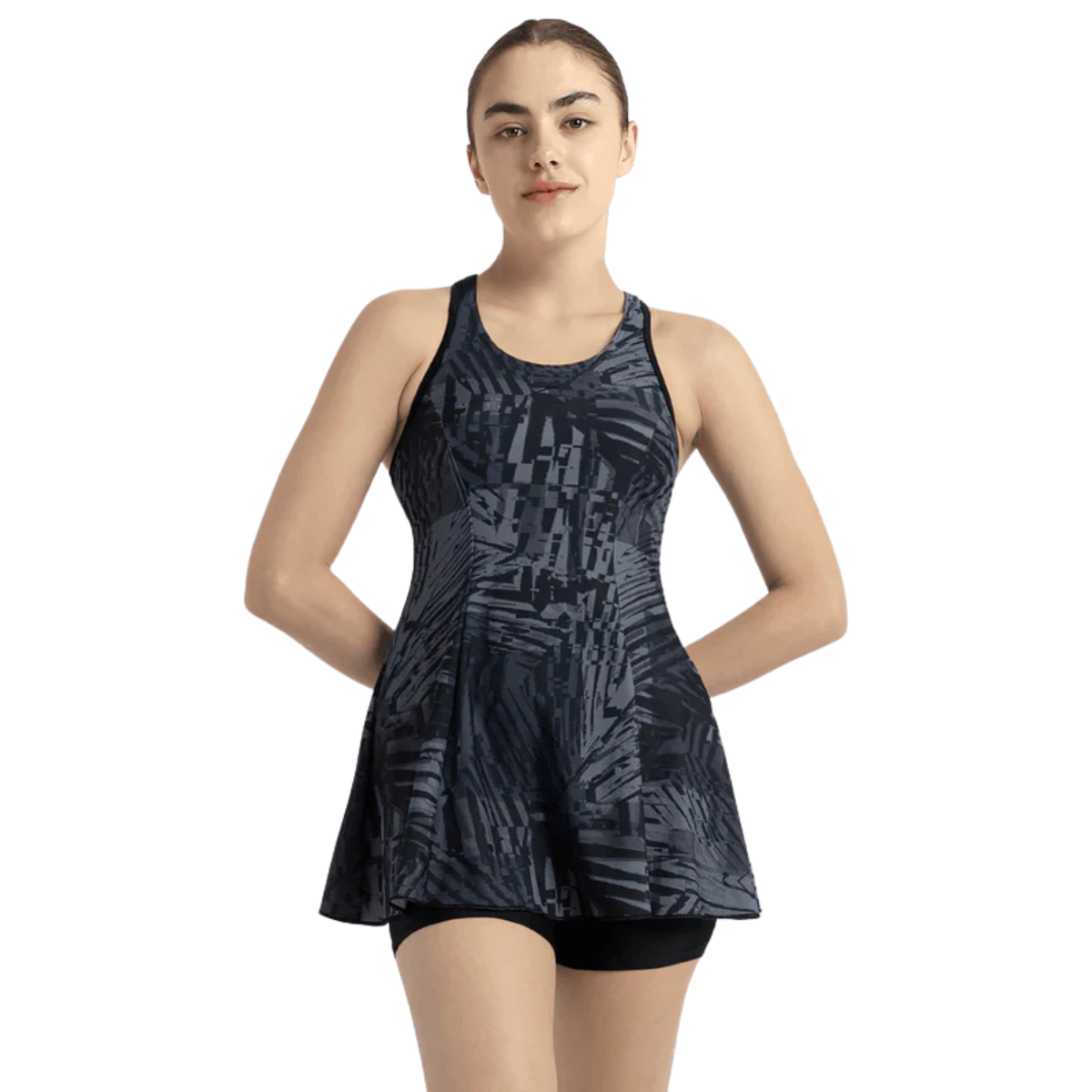 Speedo Allover Printed Swimdress With Boyleg Female Swimming Costume