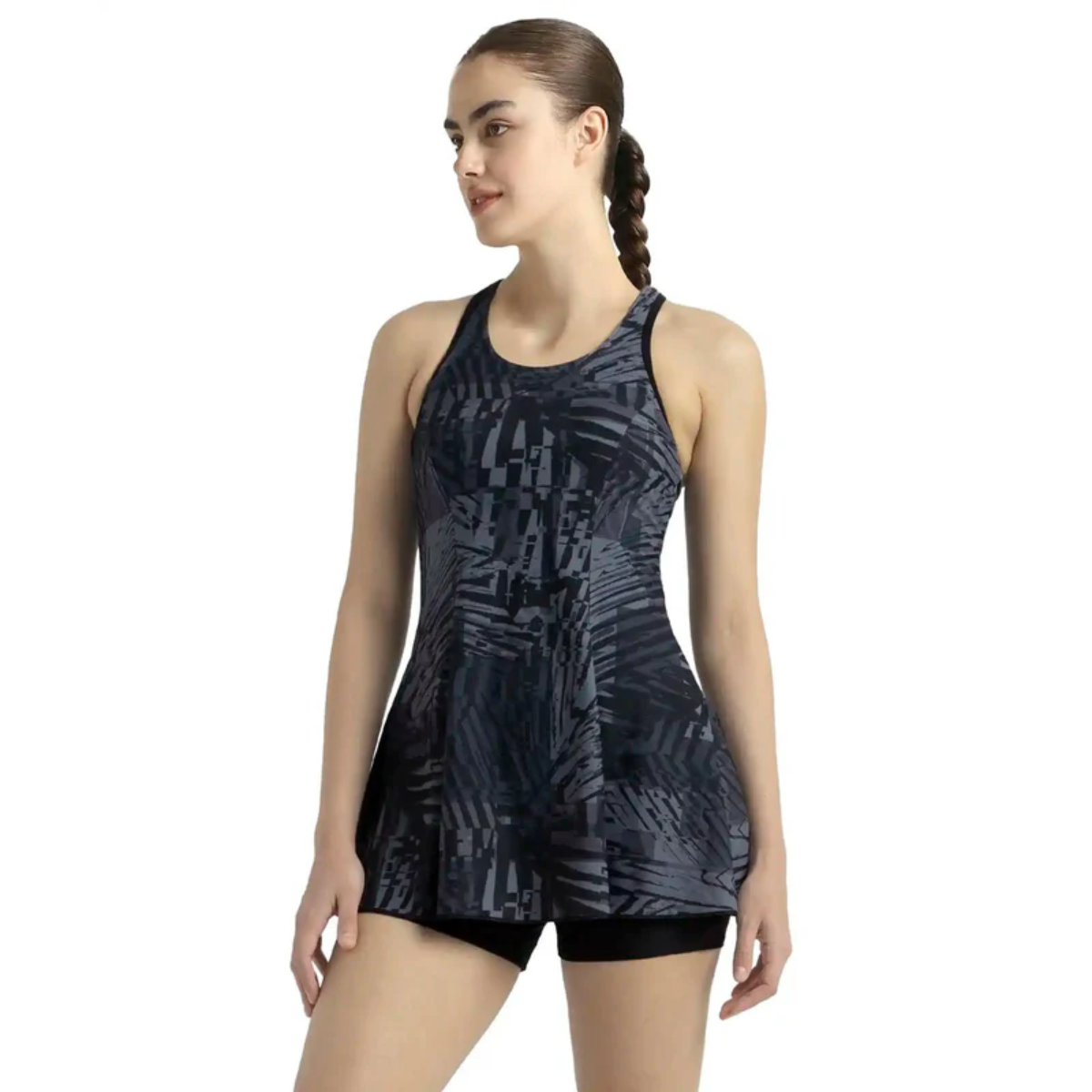 Speedo Allover Printed Swimdress With Boyleg Female Swimming Costume