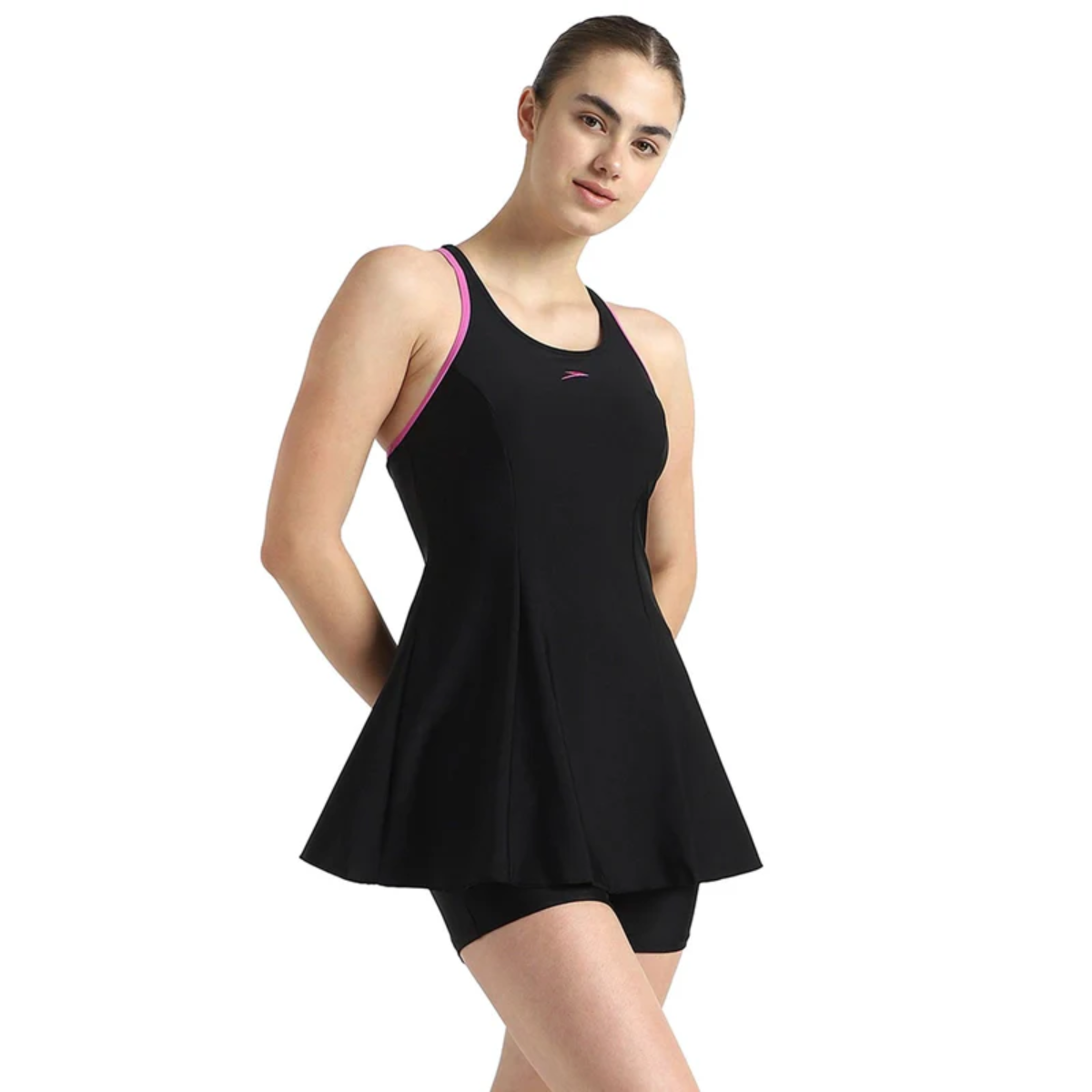Speedo Solid Racerback Swimdress With Boyleg