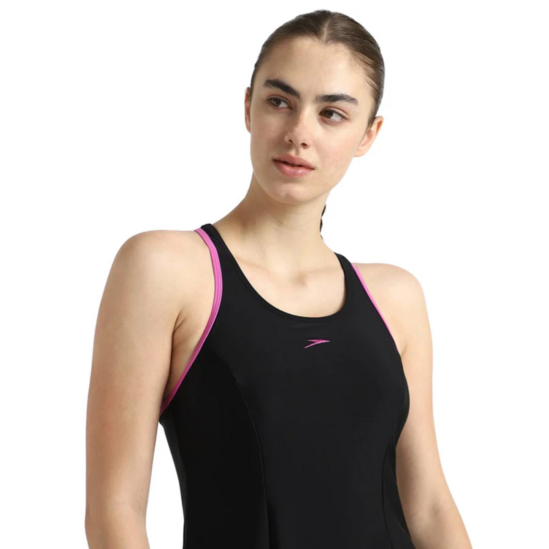Load image into Gallery viewer, Speedo Solid Racerback Swimdress With Boyleg
