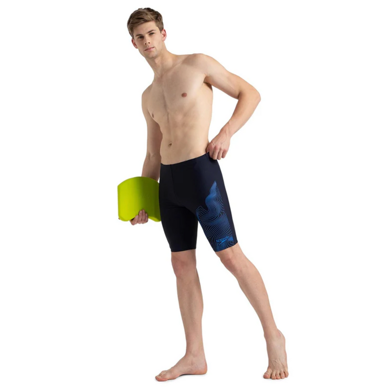 Load image into Gallery viewer, Speedo Tide Print Gala Logo Jammer Male Swimming Costume
