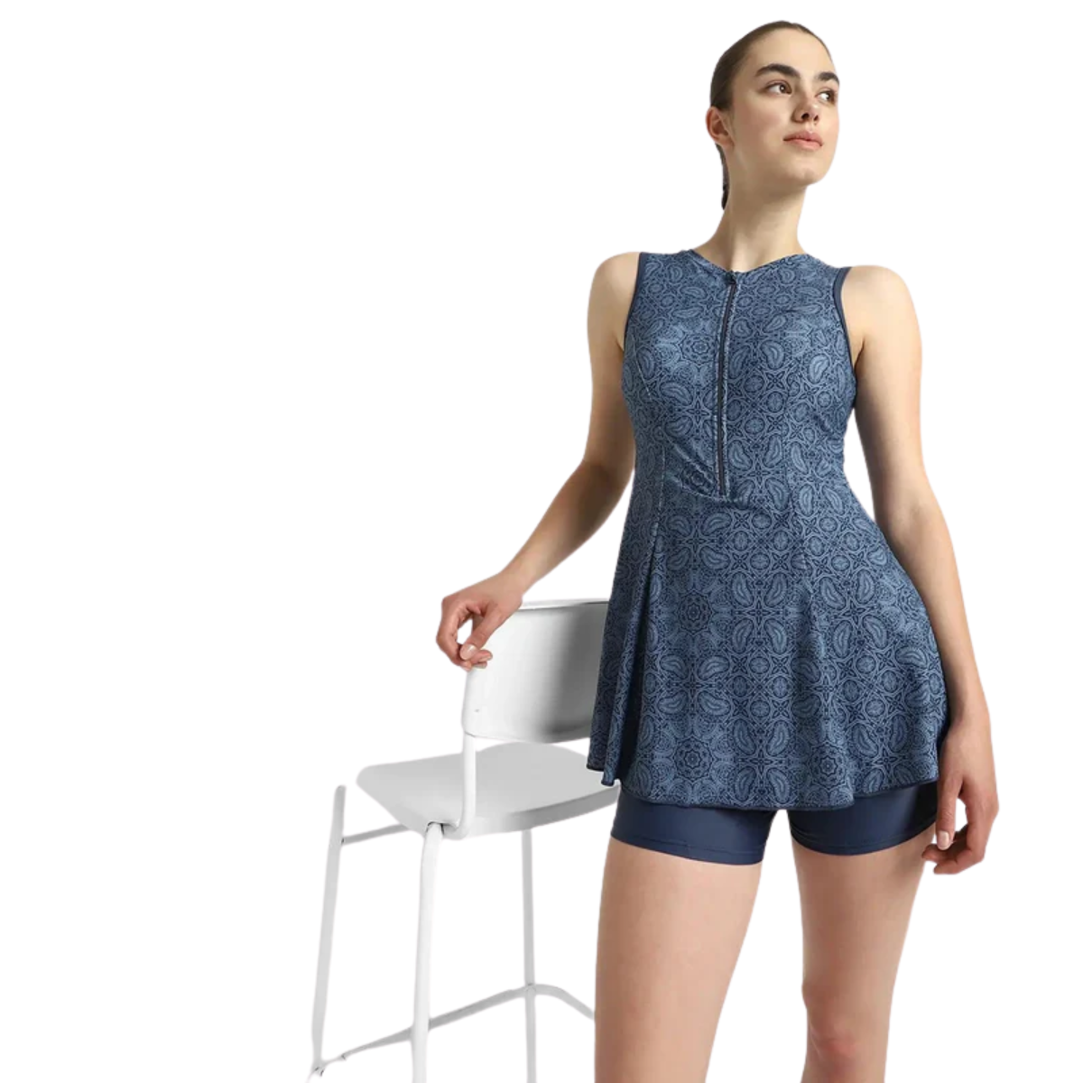 Speedo Allover Printed Closedback Swimdress With Boyleg Female Swimming Costume