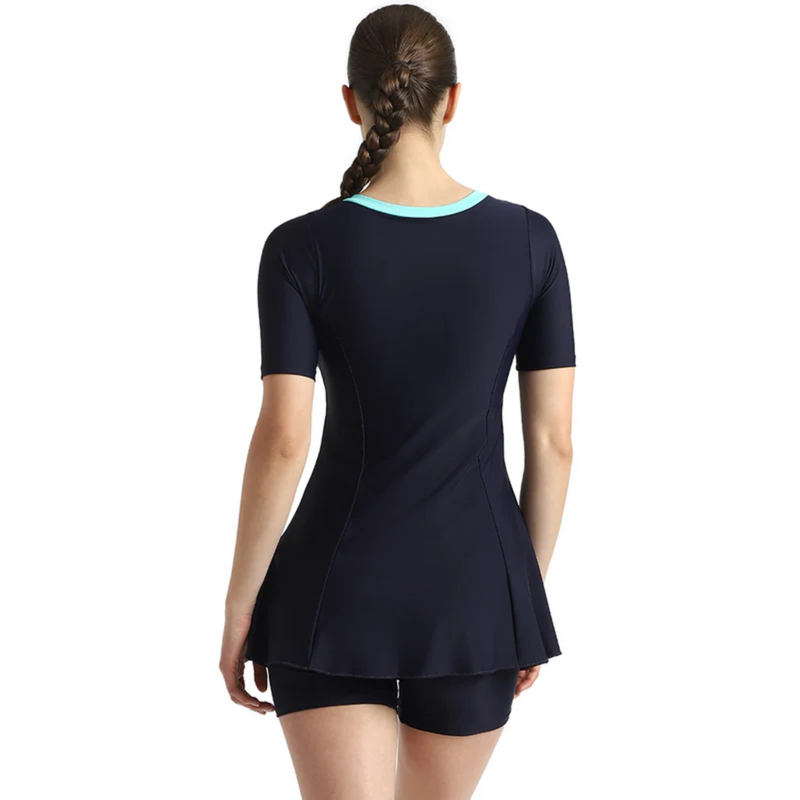 Load image into Gallery viewer, Speedo Closedback Short Sleeve Swimdress With Boyleg Female Swimming Costume
