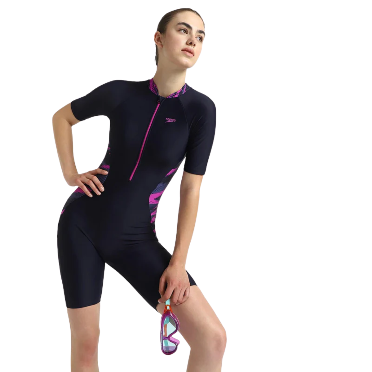 Speedo End Essential Splice Print Closedback Kneesuit Female Swimming Costume