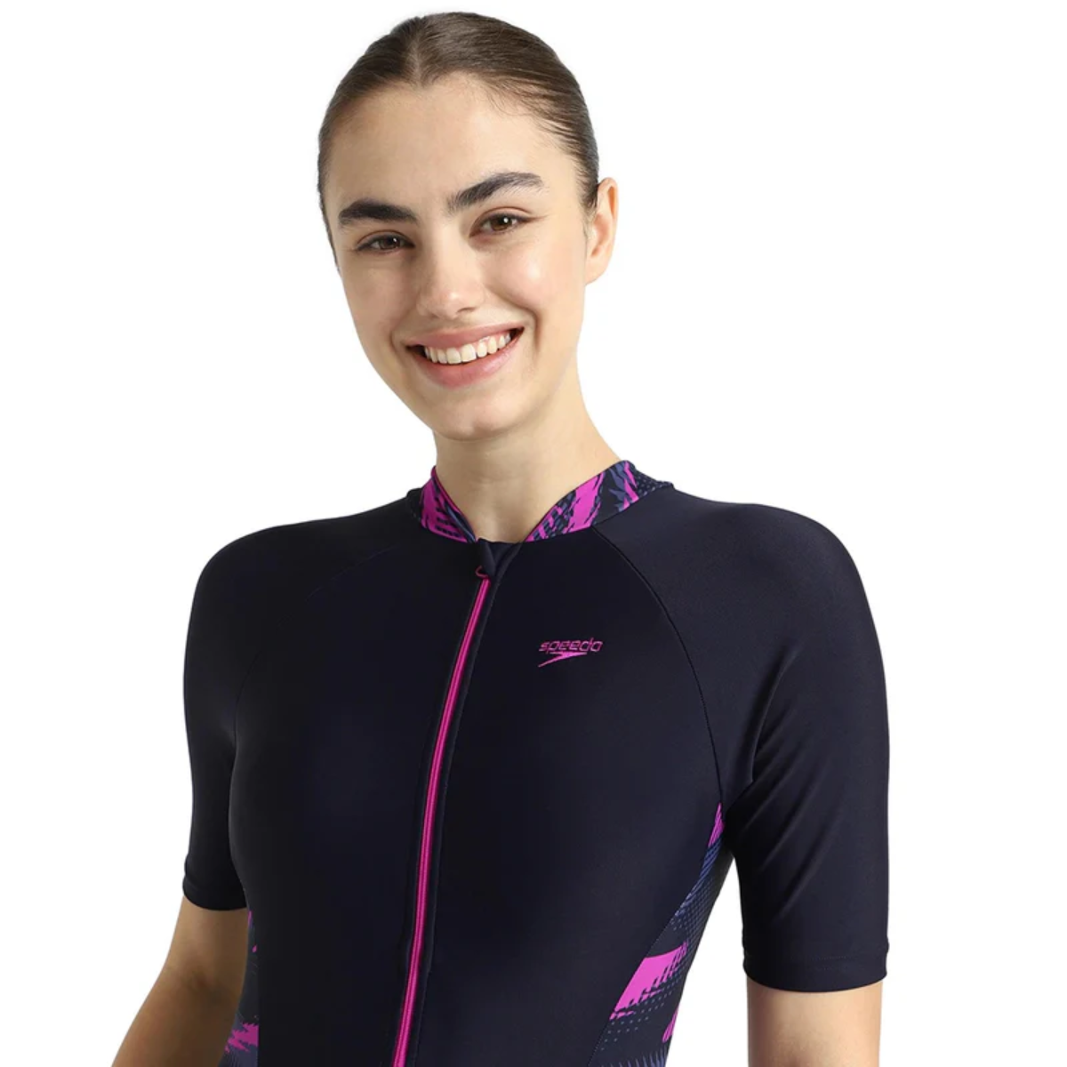 Speedo End Essential Splice Print Closedback Kneesuit Female Swimming Costume