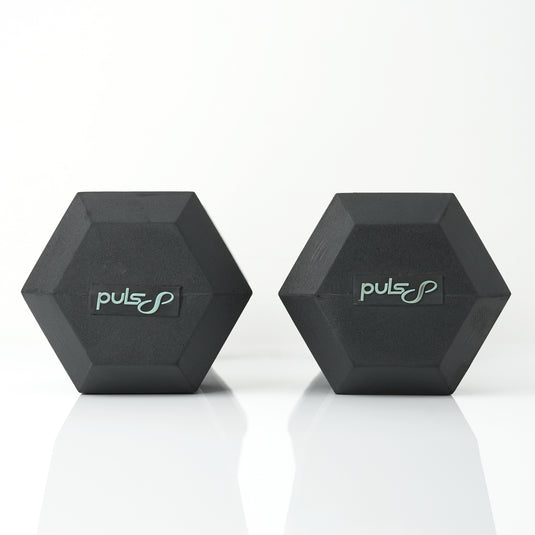 Puls8 Hex Rubber Coated Dumbbell (Single)