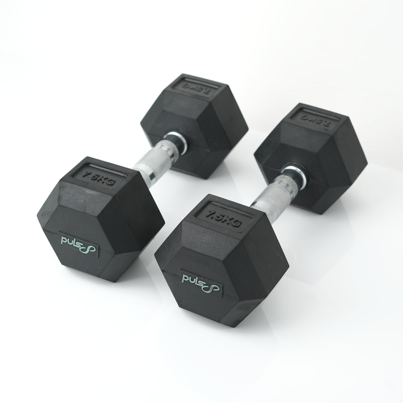 Load image into Gallery viewer, Puls8 Hex Rubber Coated Dumbbell (Single)
