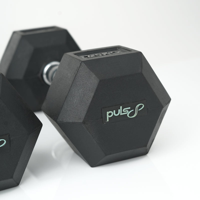 Load image into Gallery viewer, Puls8 Hex Rubber Coated Dumbbell (Single)
