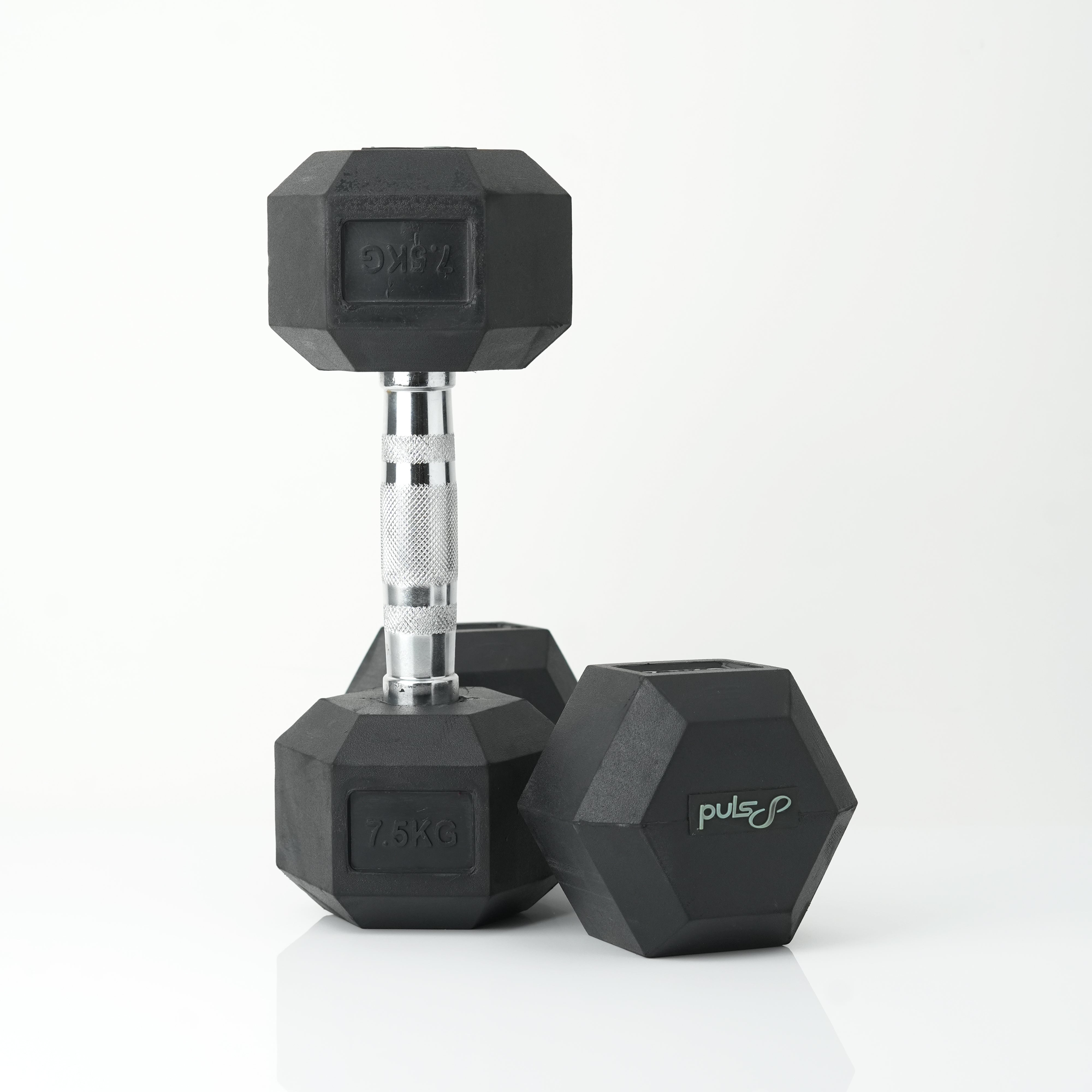 Puls8 Hex Rubber Coated Dumbbell (Single Dumbell)