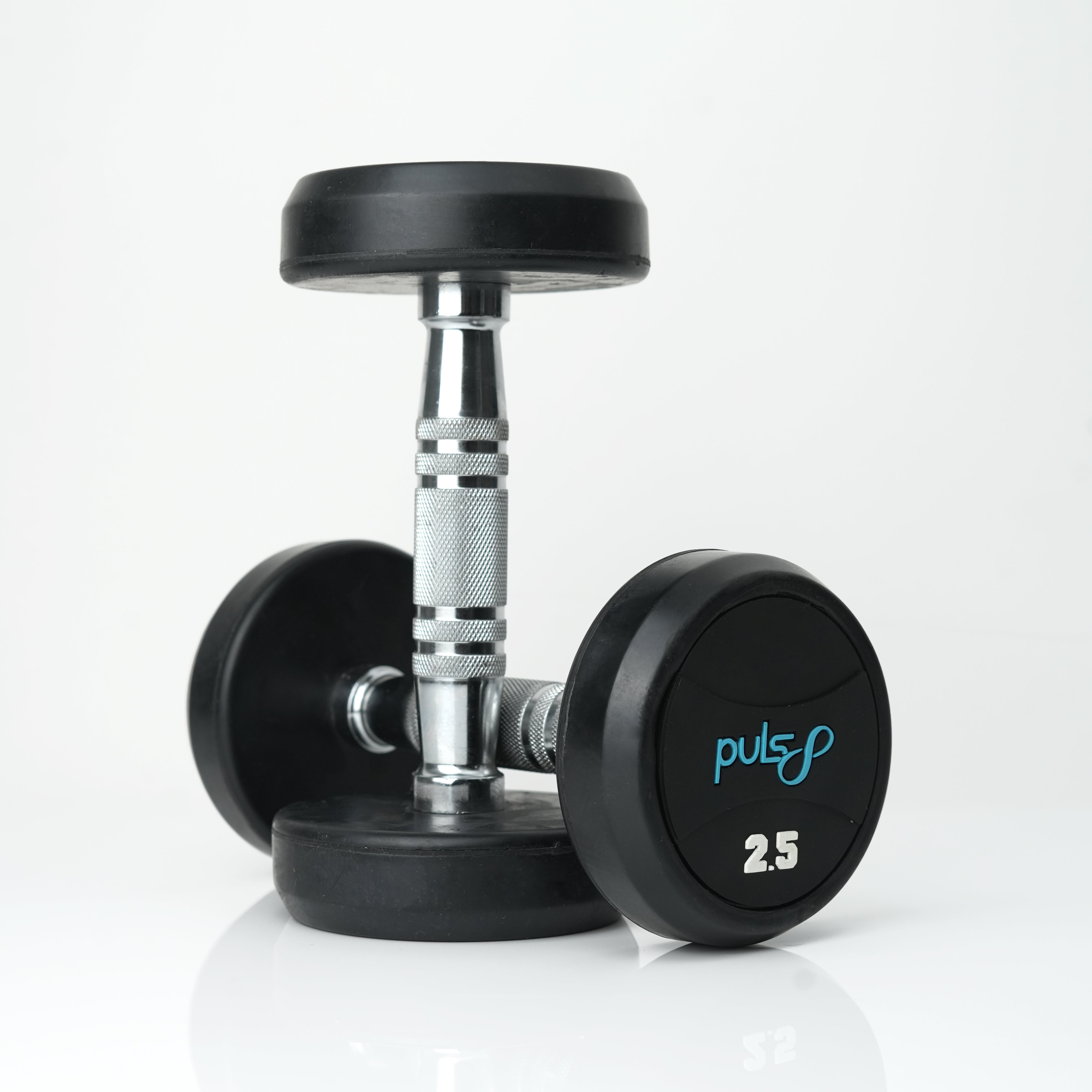 Puls8 Round Rubber Coated Dumbbell (SINGLE DUBMELL)