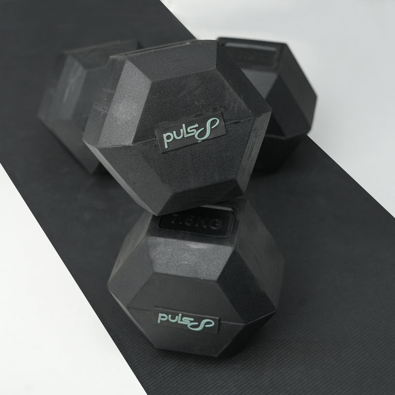 Load image into Gallery viewer, Puls8 Hex Rubber Coated Dumbbell (Single)
