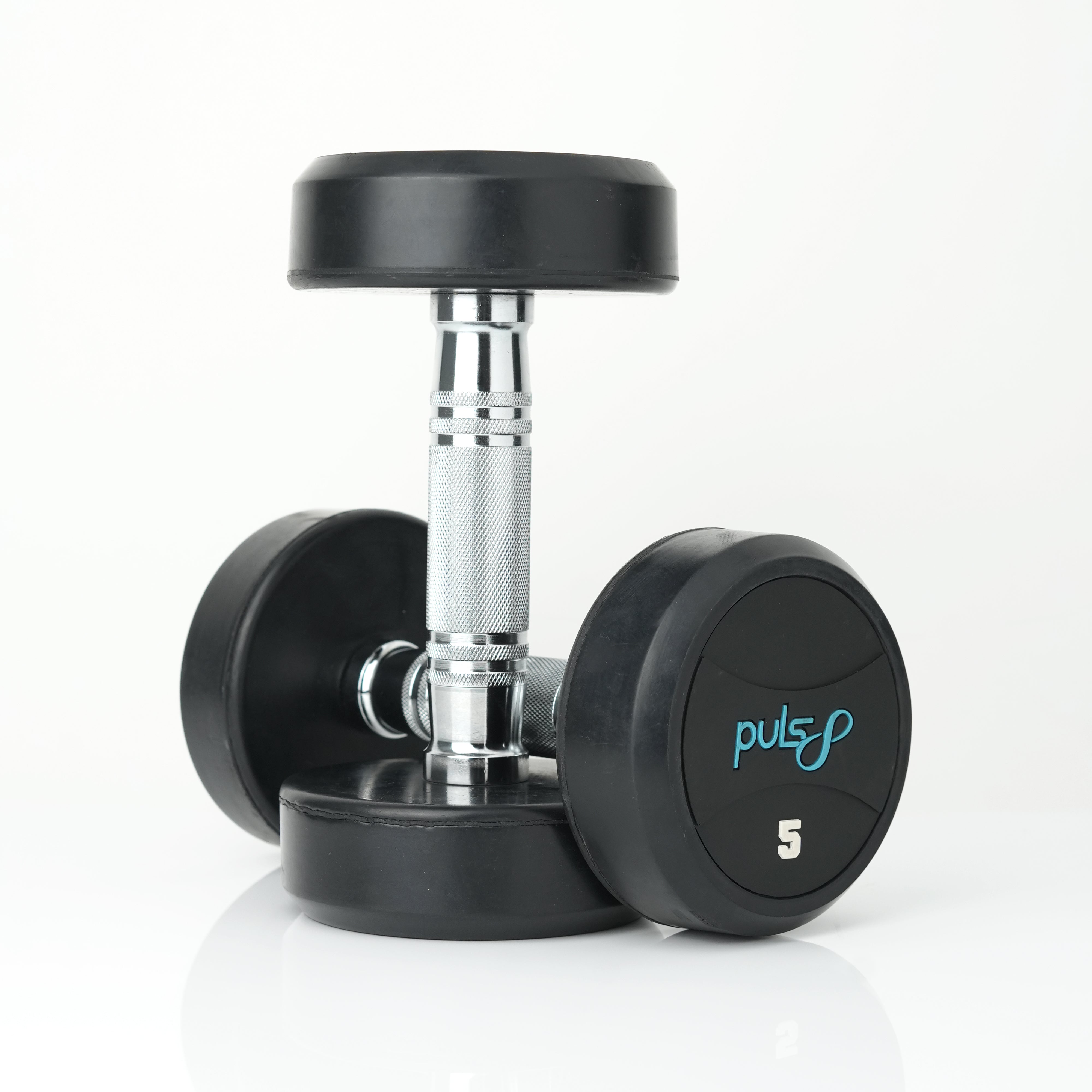 Puls8 Round Rubber Coated Dumbbell (SINGLE DUBMELL)