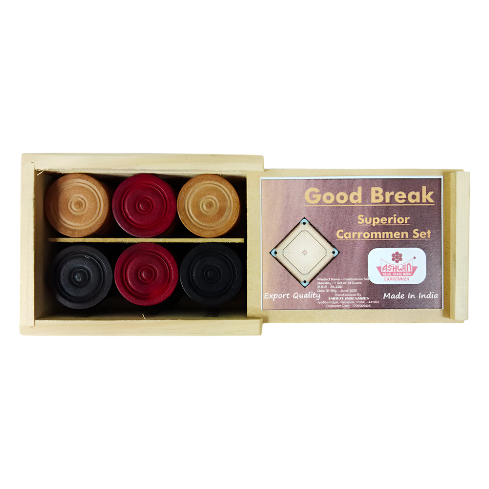 Ashwin Carrom Men Good Break Wooden Case