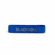 Blue resistance band with 'BLACKROLL' branding on a white background