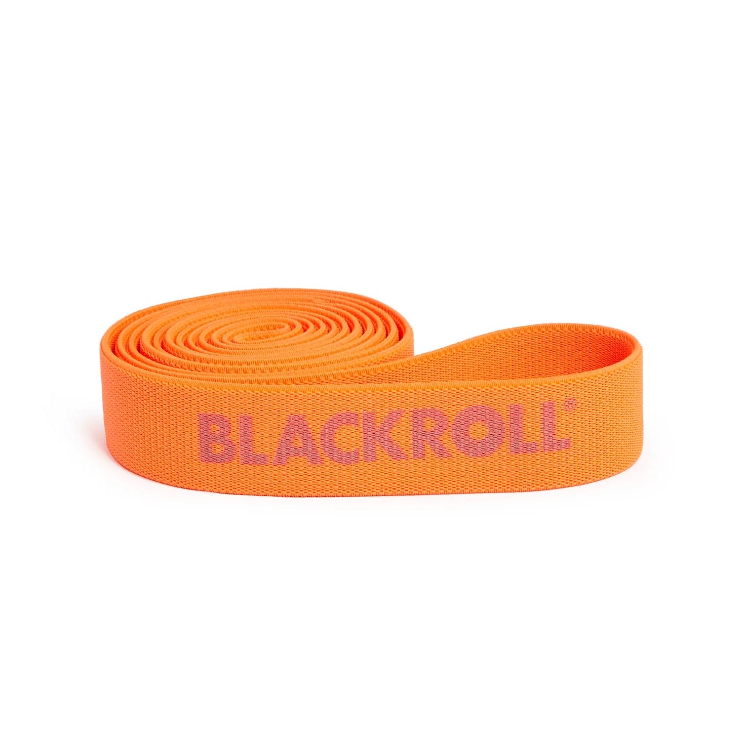 Orange resistance band with 'BLACKROLL' branding on a white background